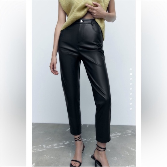 Zara Faux Leather‎ High Rise Mom Fit Pants 6 - Picture 1 of 10